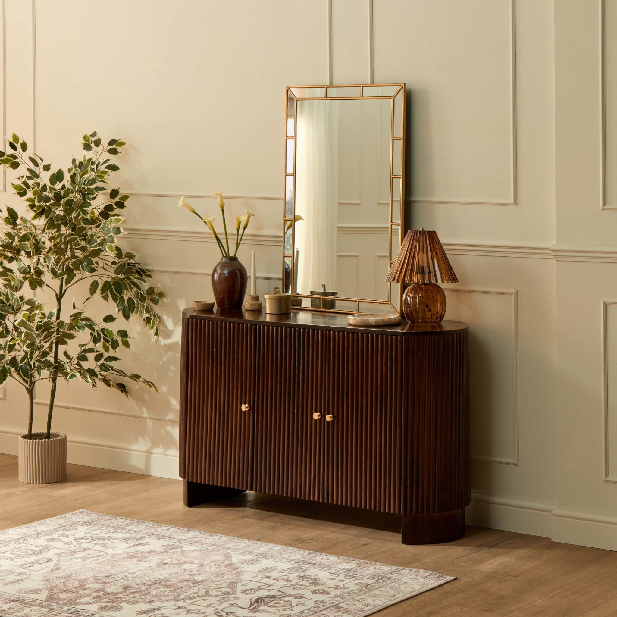 Buffet 3 portes Finley en manguier - Noyer