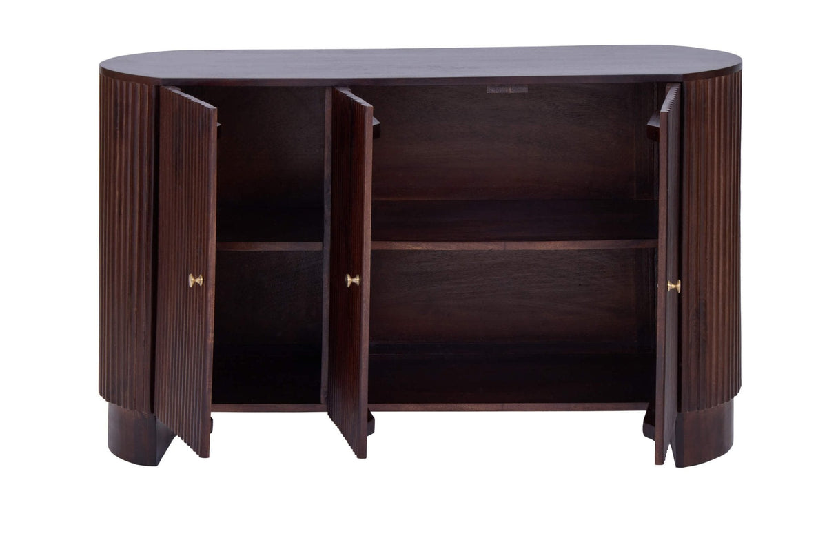 Dusklia - Finley Mango Wood 3 Door Sideboard - Walnut