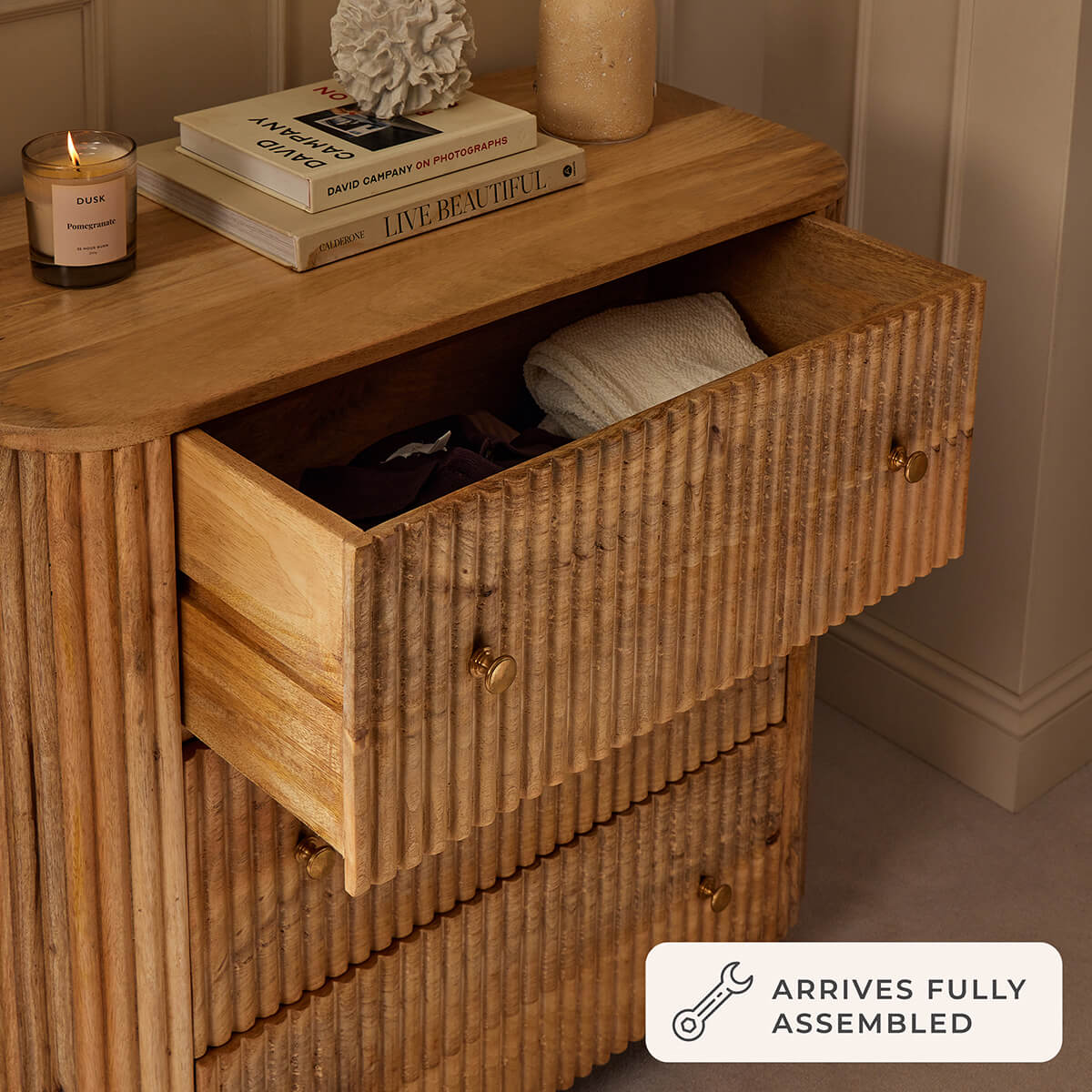 Dusklia - Finley Mango Wood 3 Drawer Chest - Natural
