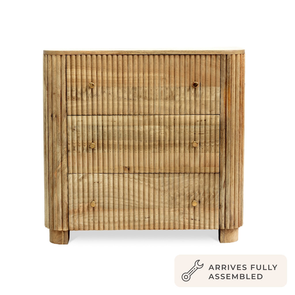 Dusklia - Finley Mango Wood 3 Drawer Chest - Natural