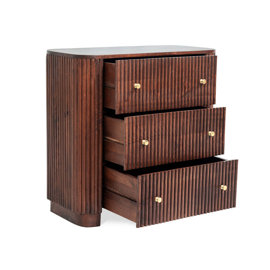 Dusklia - Finley Mango Wood 3 Drawer Chest - Walnut