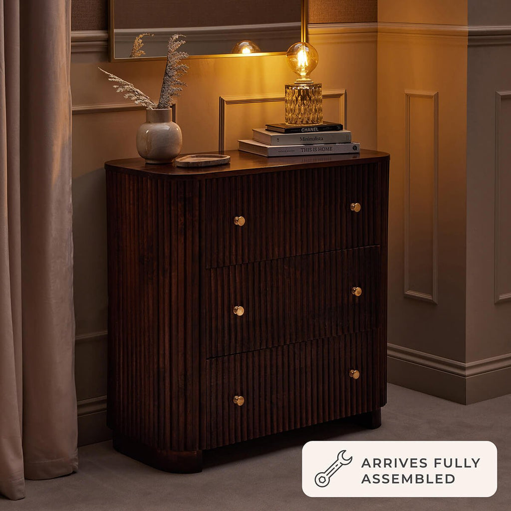 Dusklia - Finley Mango Wood 3 Drawer Chest - Walnut