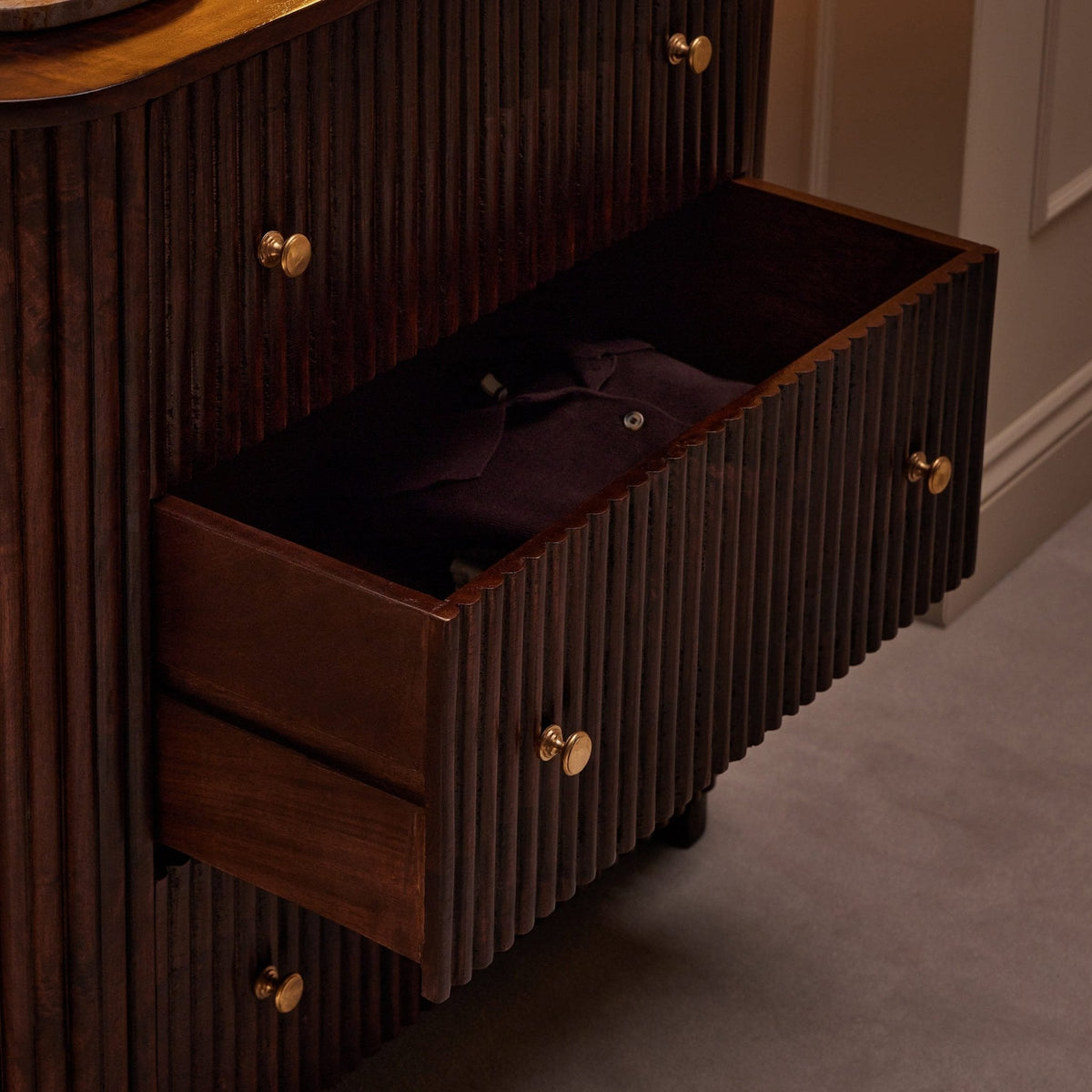 Dusklia - Finley Mango Wood 3 Drawer Chest - Walnut