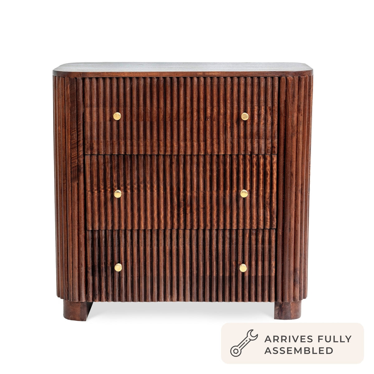 Dusklia - Finley Mango Wood 3 Drawer Chest - Walnut