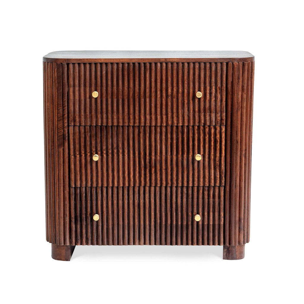 Dusklia - Finley Mango Wood 3 Drawer Chest - Walnut