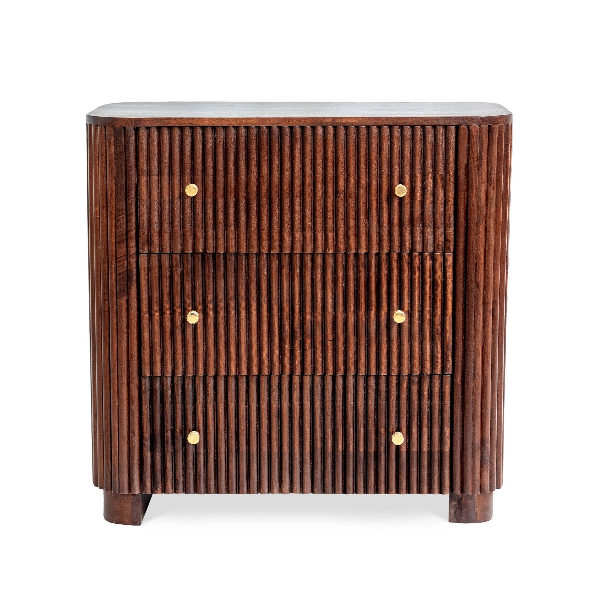 Dusklia - Finley Mango Wood 3 Drawer Chest - Walnut
