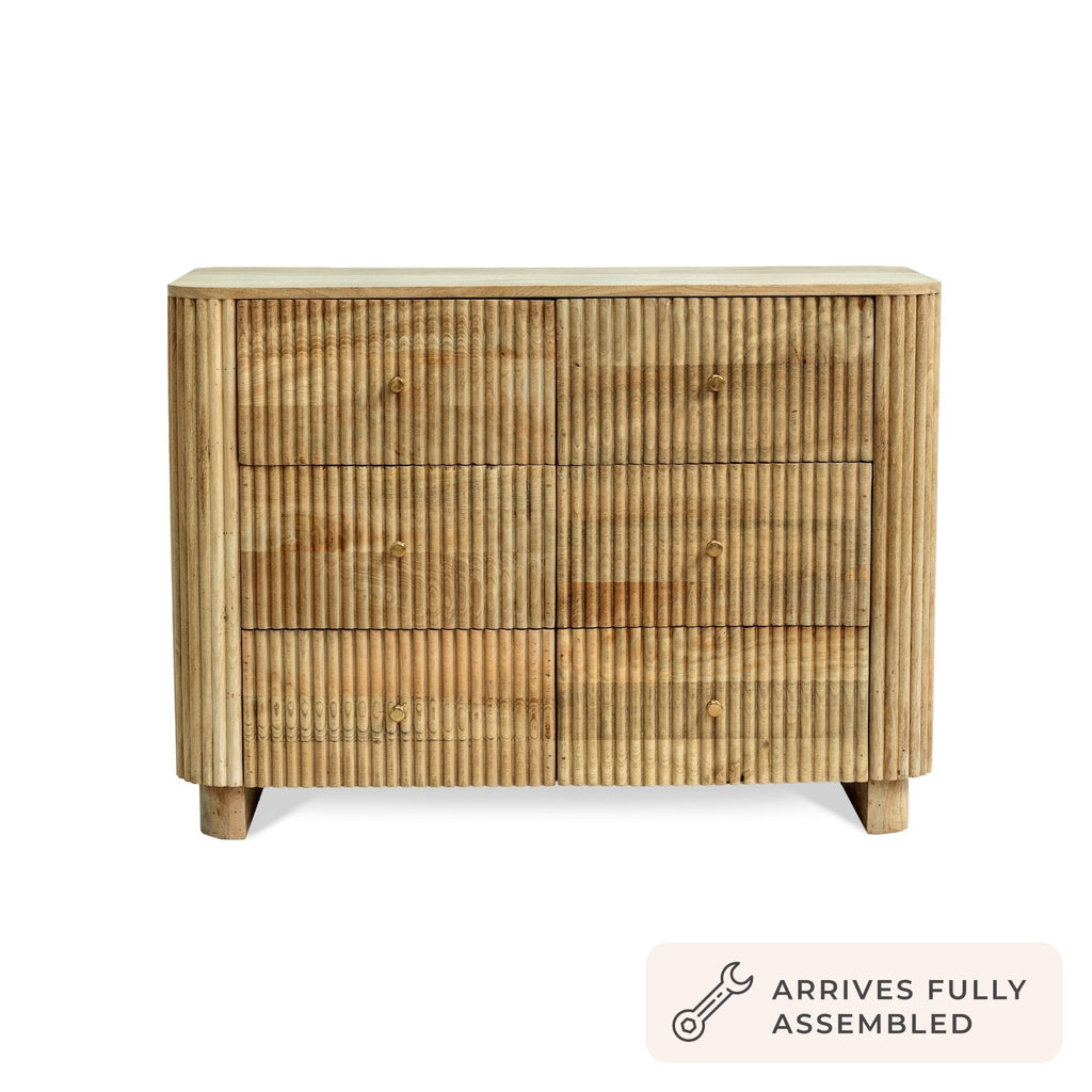 Dusklia - Finley Mango Wood 6 Drawer Chest - Natural