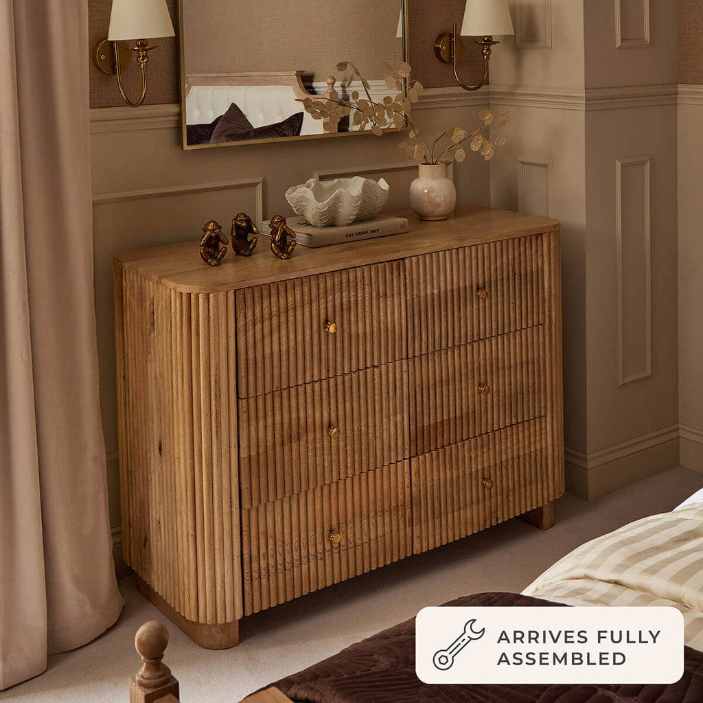 Dusklia - Finley Mango Wood 6 Drawer Chest - Natural