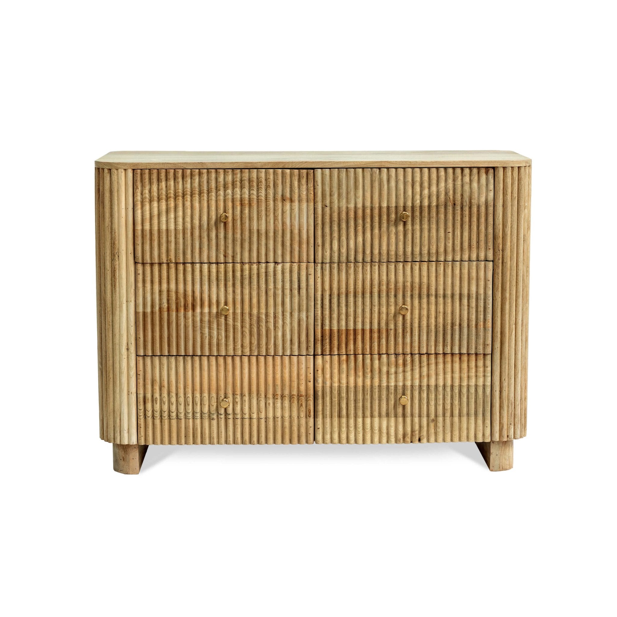 Dusklia - Finley Mango Wood 6 Drawer Chest - Natural
