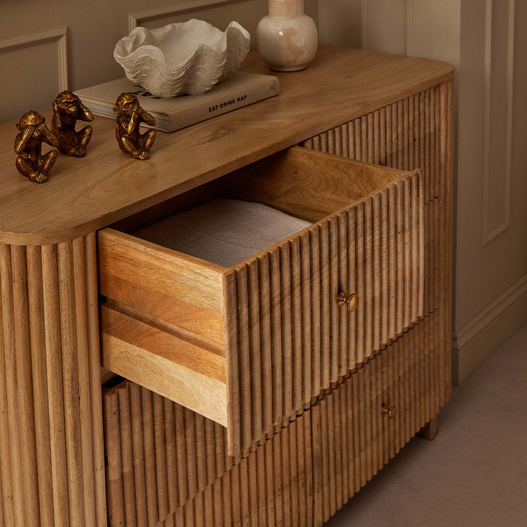 Dusklia - Finley Mango Wood 6 Drawer Chest - Natural