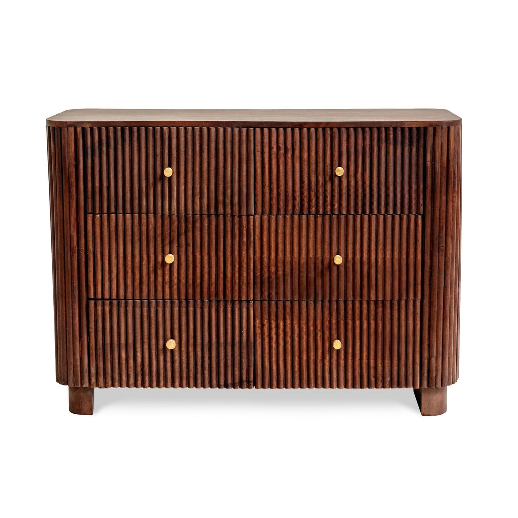 Dusklia - Finley Mango Wood 6 Drawer Chest - Walnut