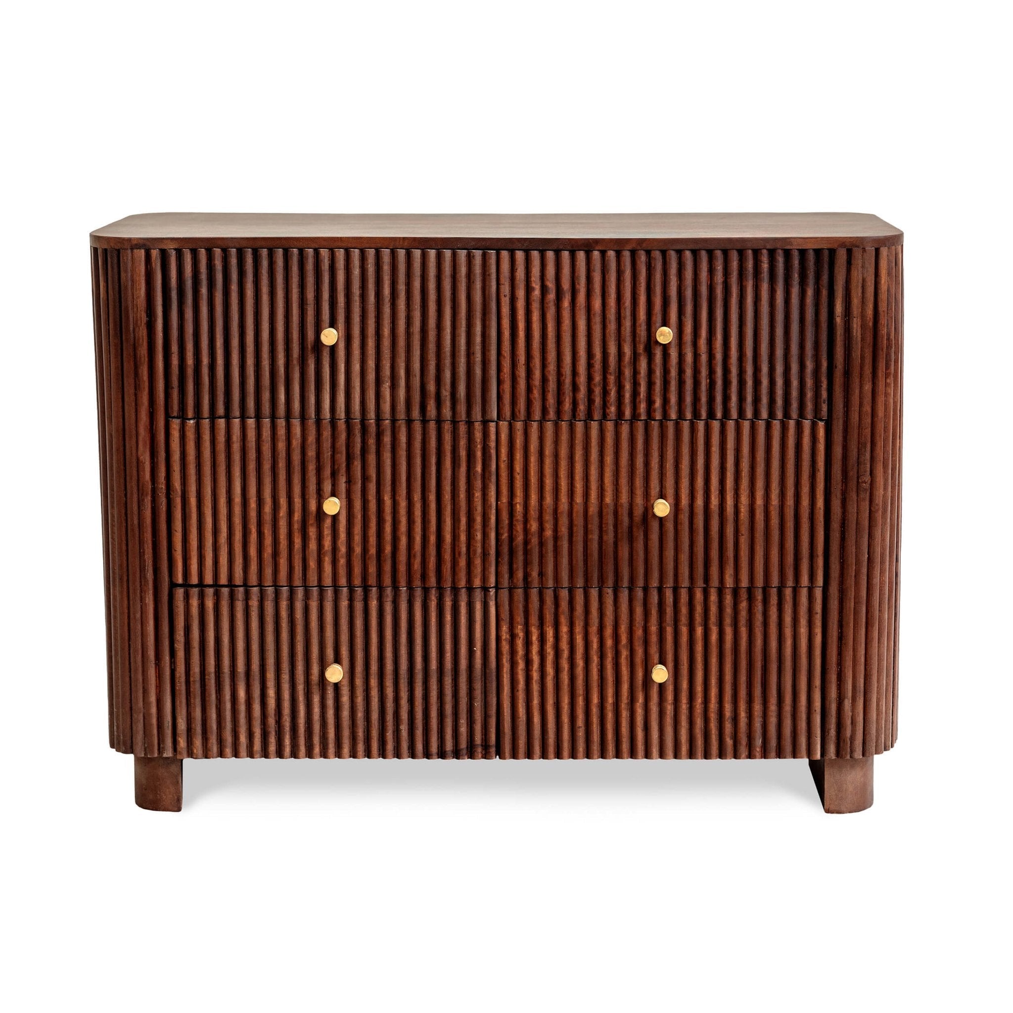 Dusklia - Finley Mango Wood 6 Drawer Chest - Walnut