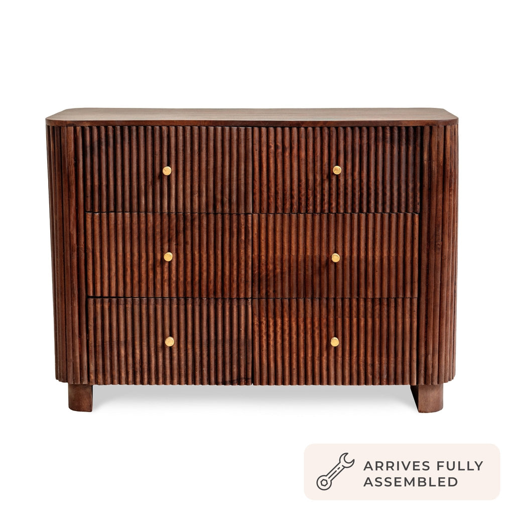 Dusklia - Finley Mango Wood 6 Drawer Chest - Walnut
