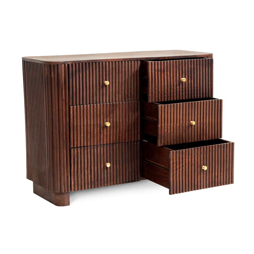 Dusklia - Finley Mango Wood 6 Drawer Chest - Walnut