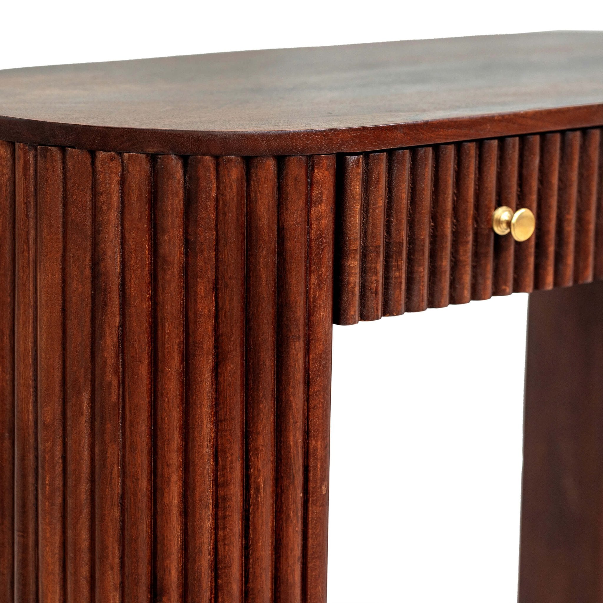 Dusklia - Finley Mango Wood Dressing Table Console - Walnut
