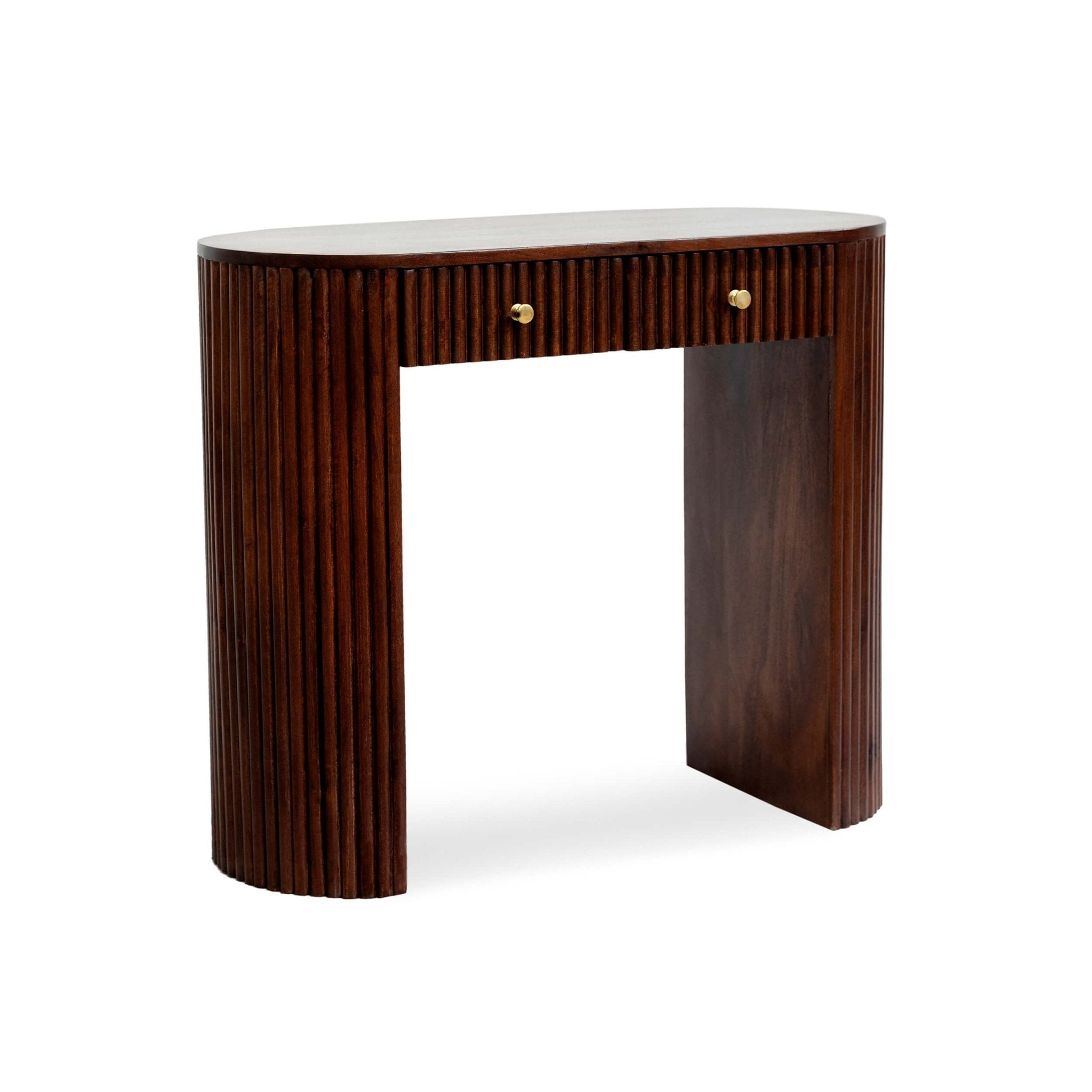 Dusklia - Finley Mango Wood Dressing Table Console - Walnut