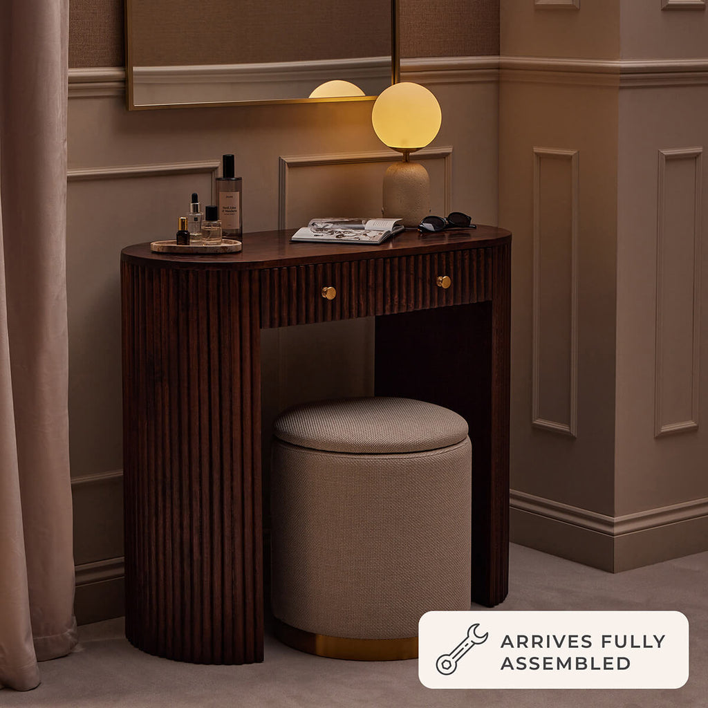 Dusklia - Finley Mango Wood Dressing Table Console - Walnut