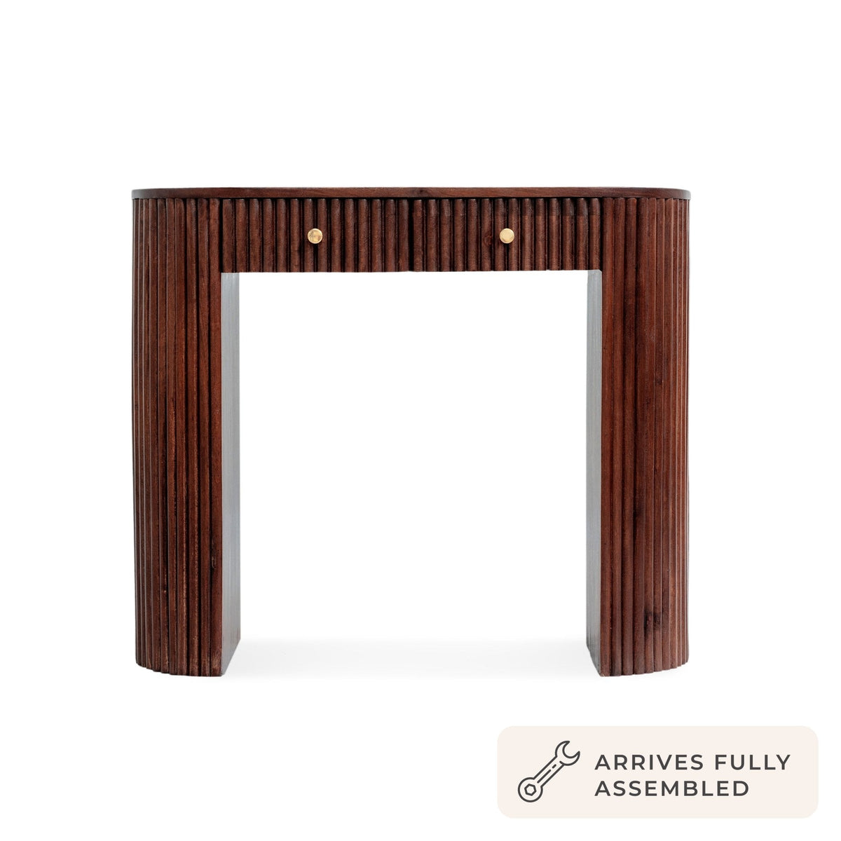 Dusklia - Finley Mango Wood Dressing Table Console - Walnut