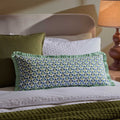 Dusklia - Fiona 100% Cotton Box Pleat Edge Printed Cushion Cover - Blue