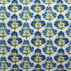 Dusklia - Fiona 100% Cotton Box Pleat Edge Printed Cushion Cover - Blue