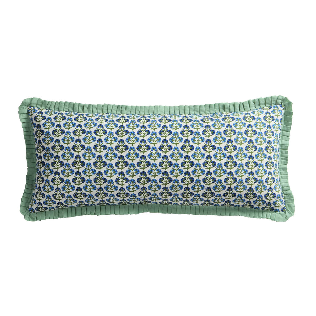 Dusklia - Fiona 100% Cotton Box Pleat Edge Printed Sofa Cushion Cover - Blue