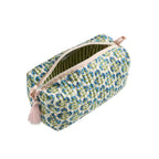 Dusklia - Fiona Cotton Printed Makeup Bag - Blue/ Pink