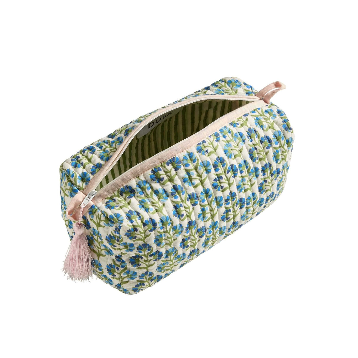 Dusklia - Fiona Cotton Printed Makeup Bag - Blue/ Pink