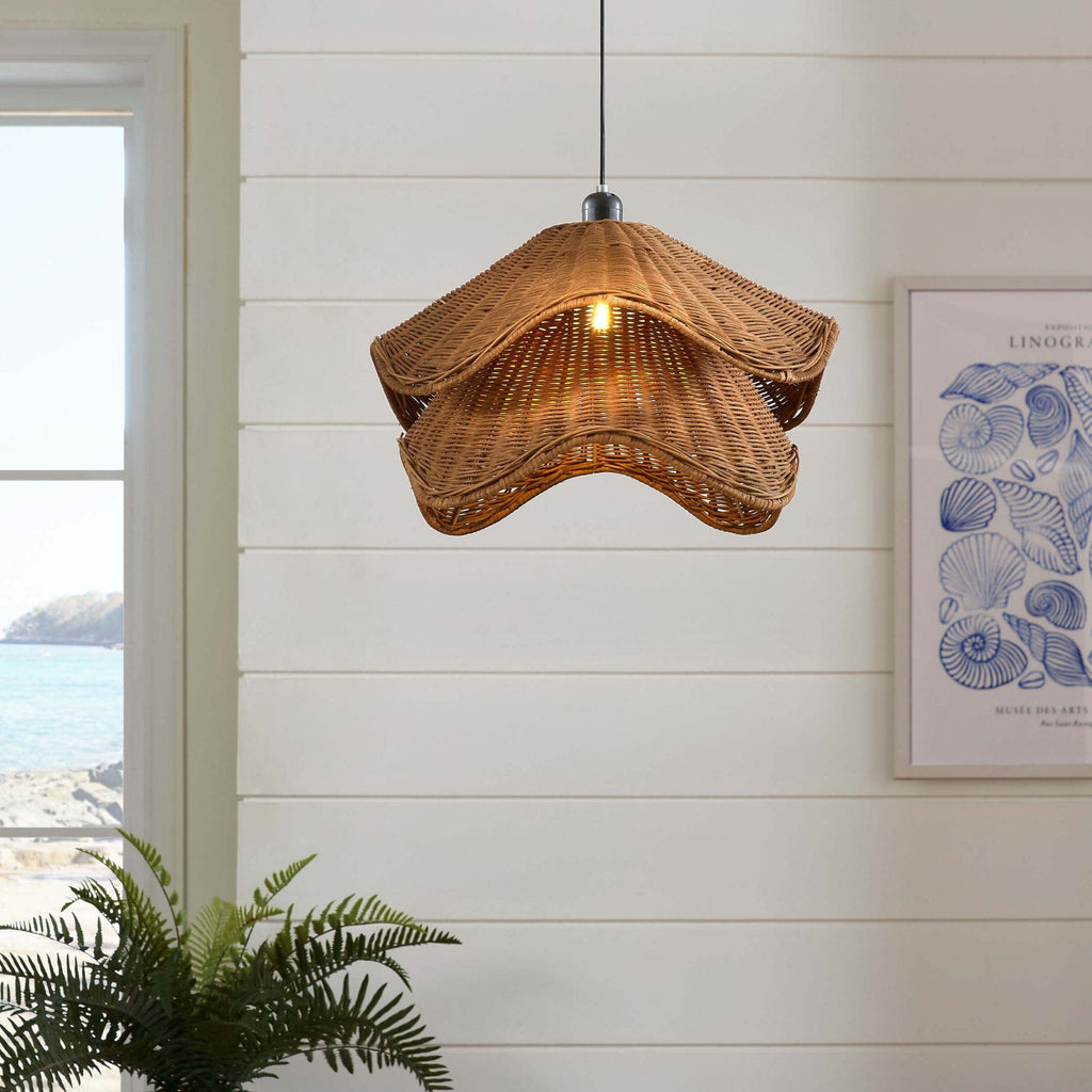 Dusklia - Fleur Rattan Layered Petal Ceiling Shade - Natural