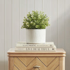 Dusklia - Flora Ribbed Clay Plant Pot - White