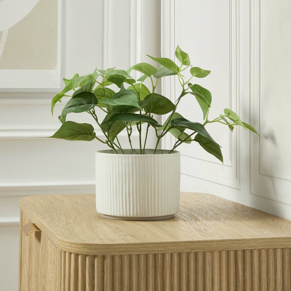 Dusklia - Flora Ribbed Clay Plant Pot - White