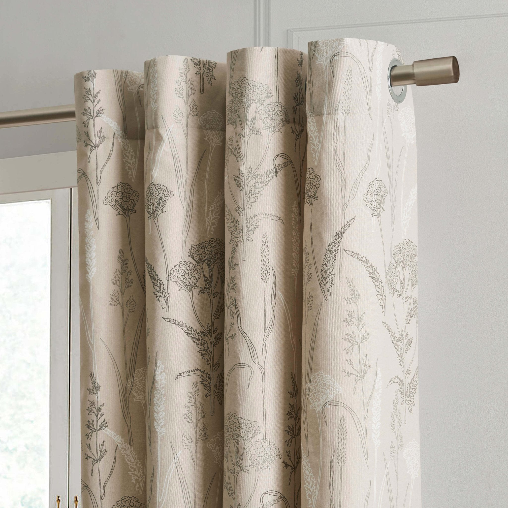 Dusklia - Floral Eyelet Curtains - Taupe