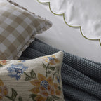 Dusklia - Floral Jacquard Embroidered Cushion Cover - Blue