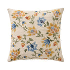 Dusklia - Floral Jacquard Embroidered Cushion Cover - Blue