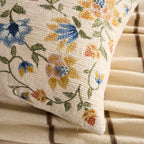 Dusklia - Floral Jacquard Embroidered Cushion Cover - Blue
