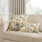 Dusklia - Floral Jacquard Embroidered Sofa Cushion Cover - Blue