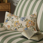 Dusklia - Floral Jacquard Embroidered Sofa Cushion Cover - Blue