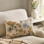 Dusklia - Floral Jacquard Embroidered Sofa Cushion Cover - Blue