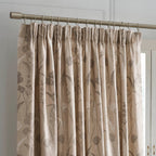 Dusklia - Floral Pencil Pleat Curtains - Taupe