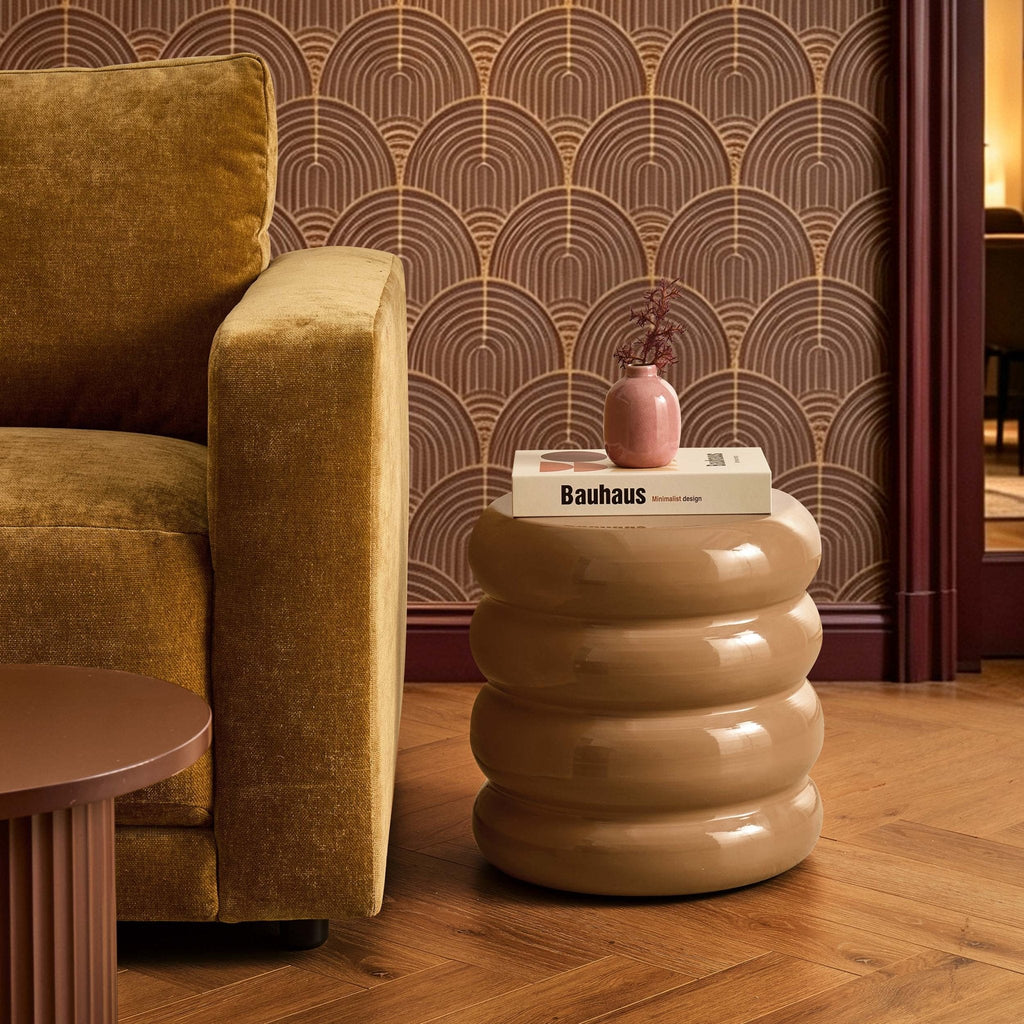Dusklia - Florrie High Gloss Side Table - Caramel