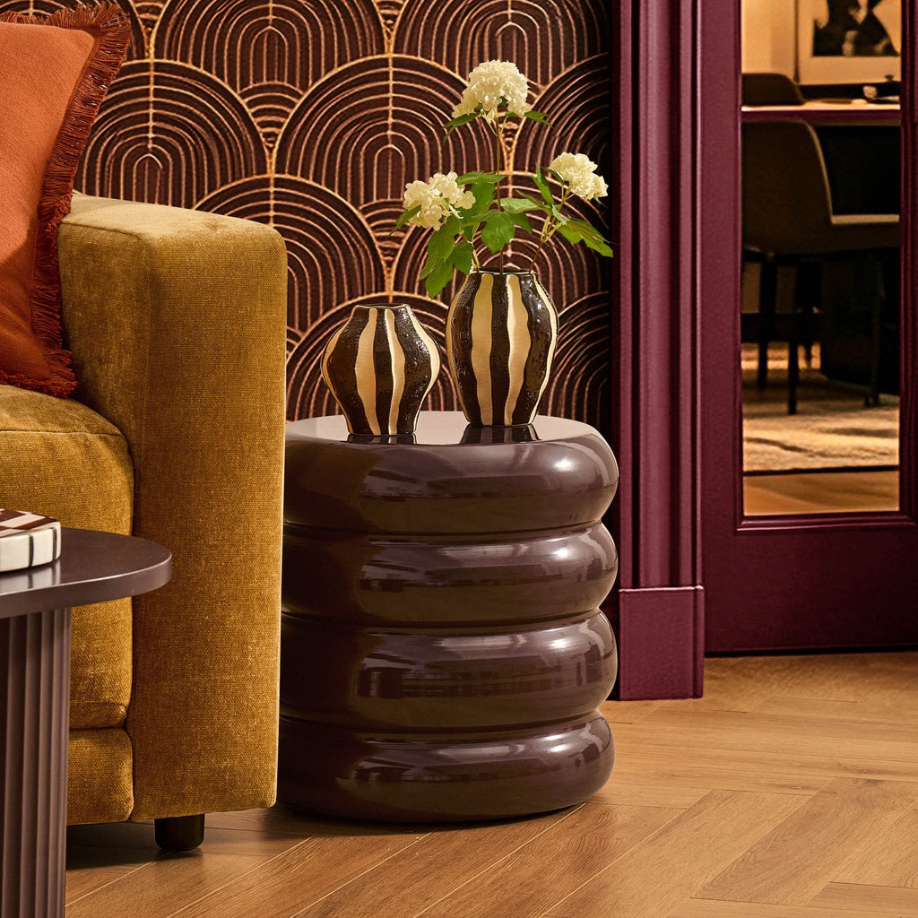 Dusklia - Florrie High Gloss Side Table - Chocolate