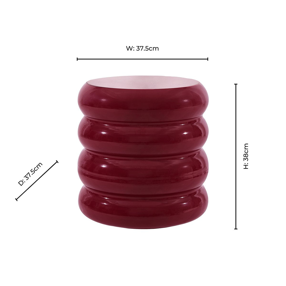 Dusklia - Florrie High Gloss Side Table - Wine