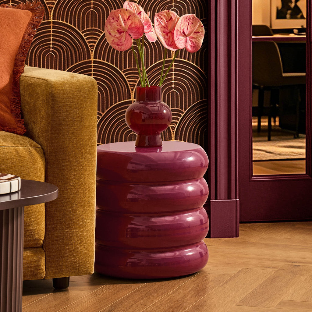 Dusklia - Florrie High Gloss Side Table - Wine