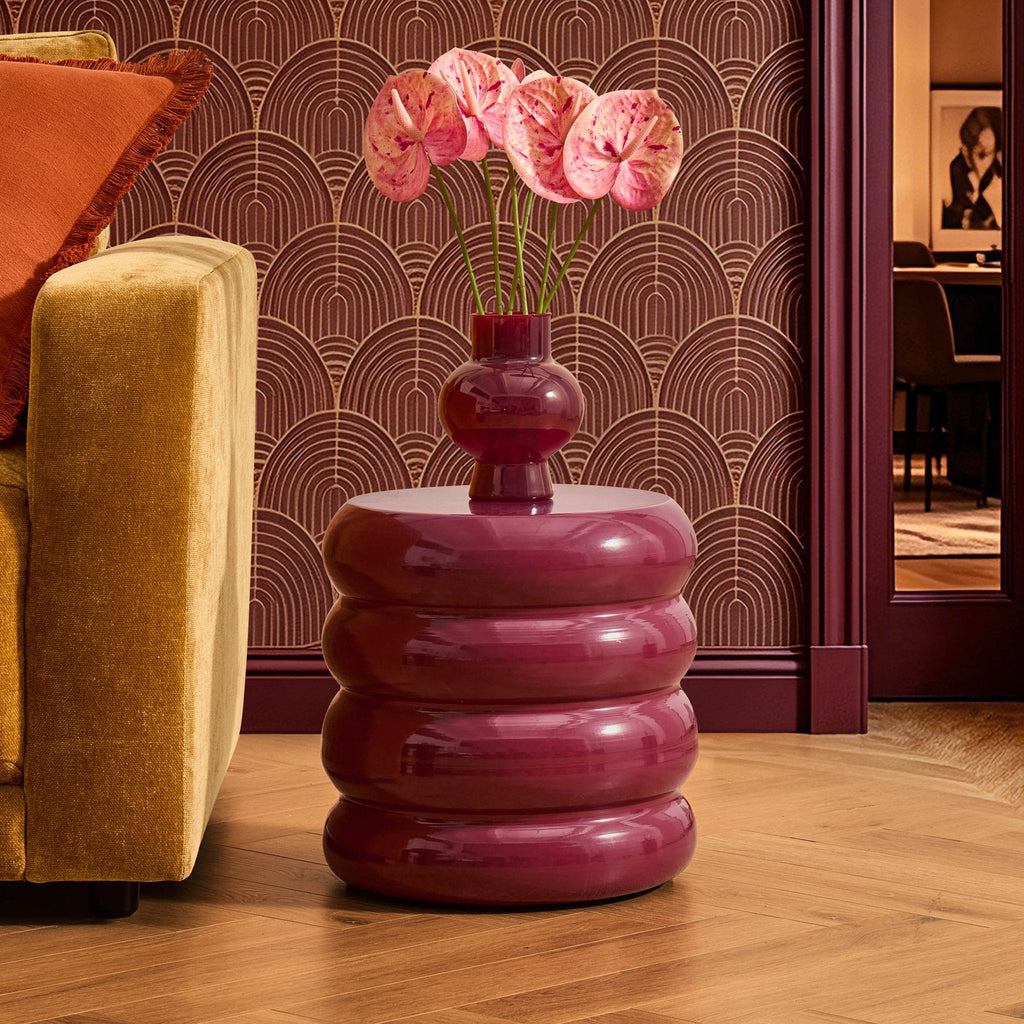 Dusklia - Florrie High Gloss Side Table - Wine