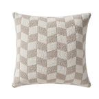 Dusklia - Fluffy Knit Checkerboard Cushion Cover - Natural