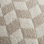 Dusklia - Fluffy Knit Checkerboard Cushion Cover - Natural