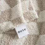 Dusklia - Fluffy Knit Checkerboard Sofa Throw - Natural