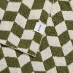 Dusklia - Fluffy Knit Checkerboard Sofa Throw - Olive