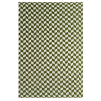 Dusklia - Fluffy Knit Checkerboard Sofa Throw - Olive