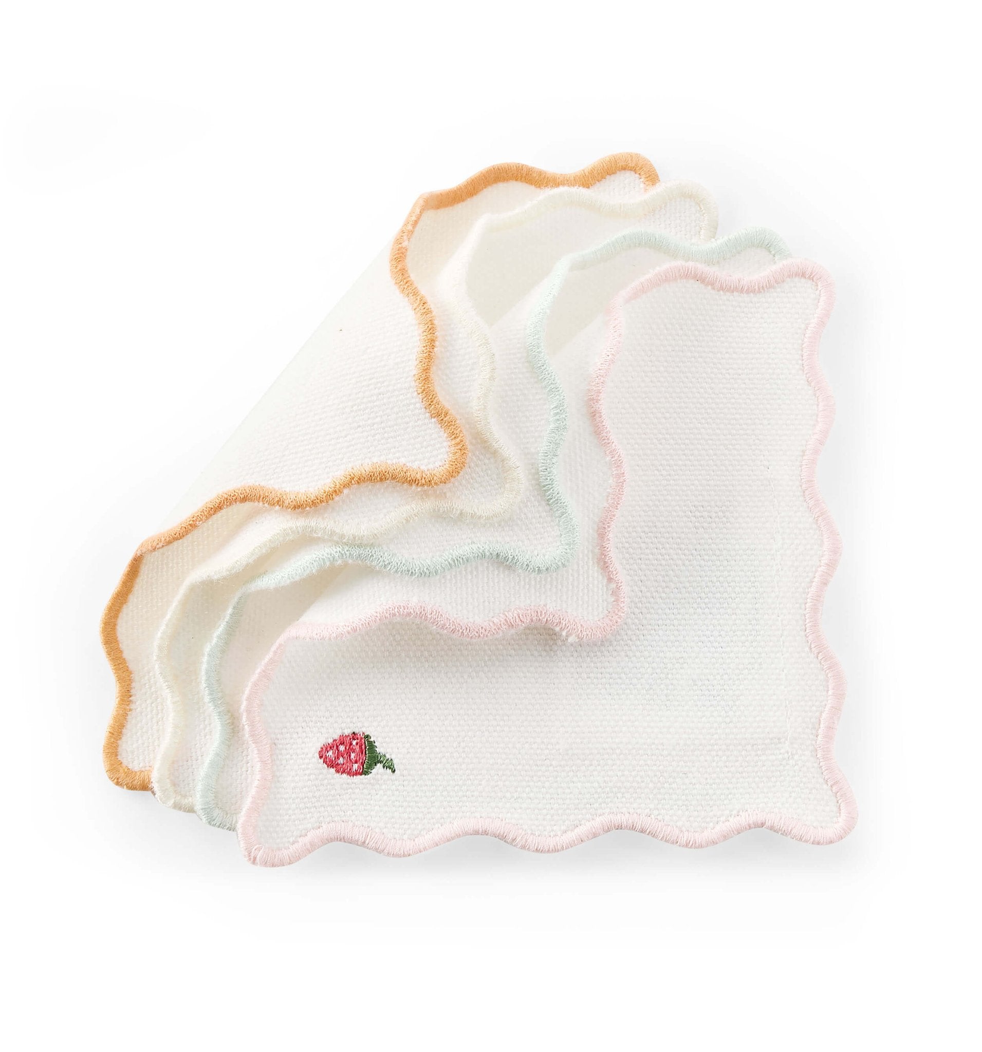 Dusklia - Fruit Embroidered Pack of 4 Cocktail Coasters - Multi