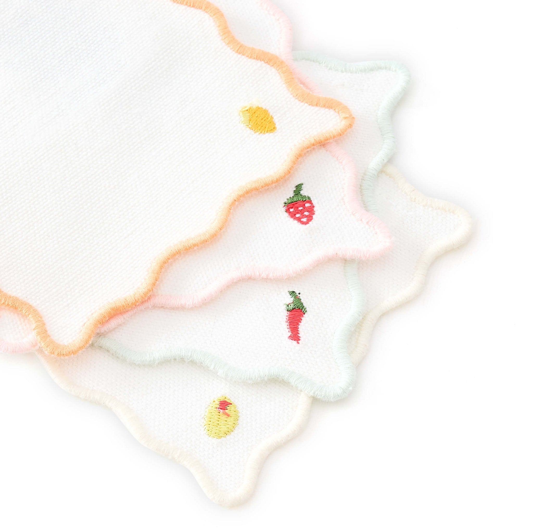 Dusklia - Fruit Embroidered Pack of 4 Cocktail Coasters - Multi